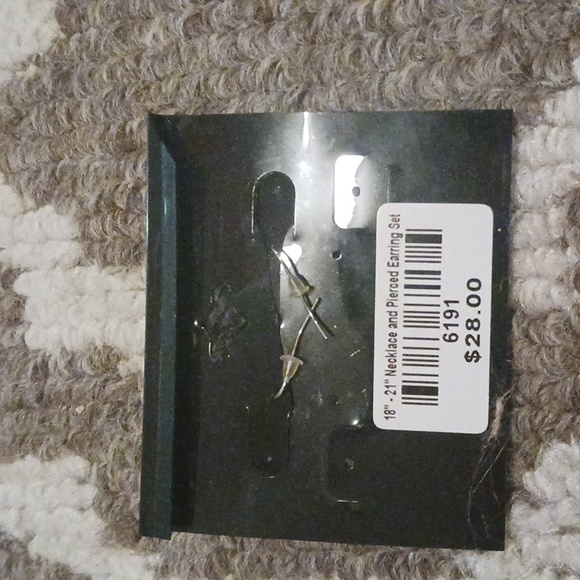 Traci Lynn, faux pearl drop earrings, silver dangling with small plastic backing - Picture 2 of 3